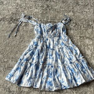 Blue Floral Mini Dress